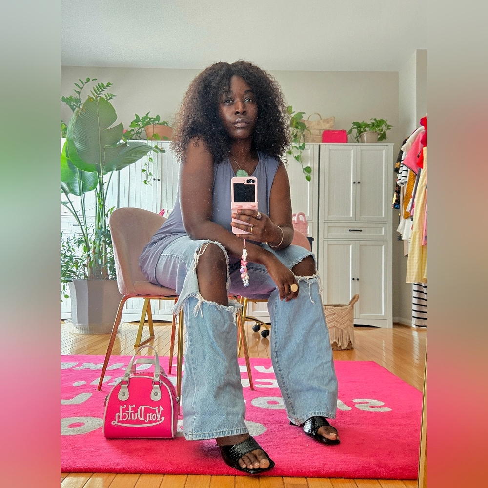 Fashion Nova - Stylish Oversized Light Blue Women Jeans